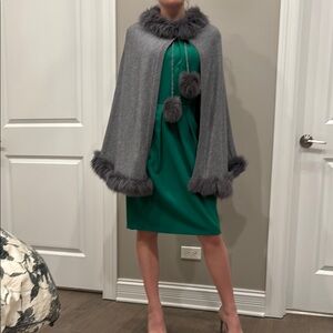 Cashmere Fur-Trimmed Cape